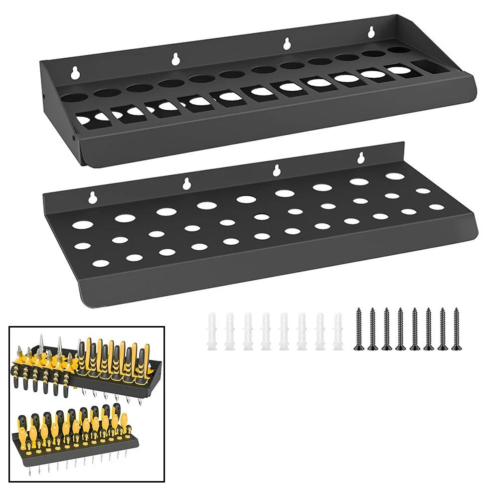 Set of 2 Heavy Duty Wall Mounted Storage Racks for Screwdrivers and Pliers