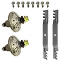 Set of 2 Spindles & 4 Bolts GX21694 Mulching Blades for John Deere 42"