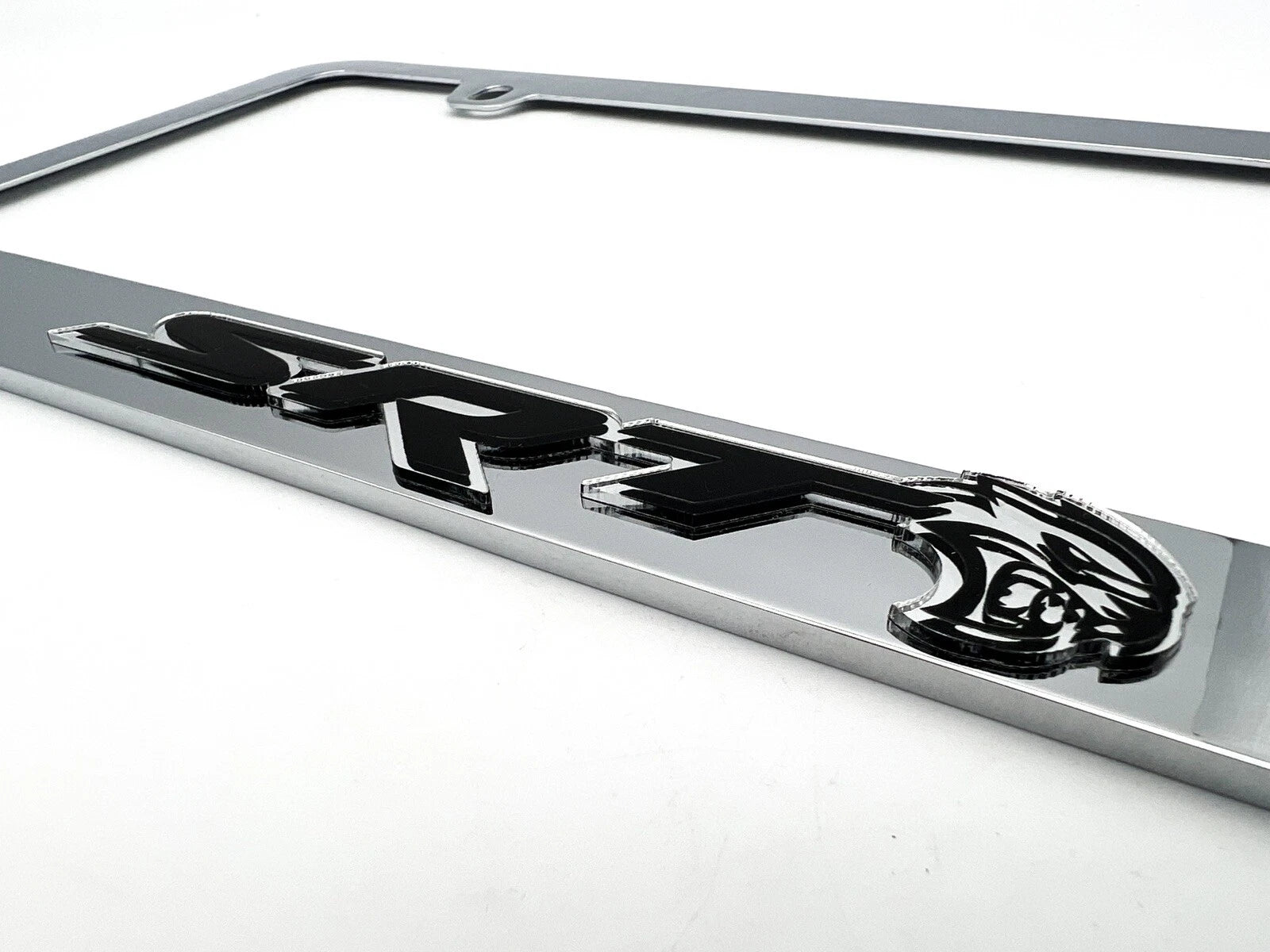 Chrome License Plate Frame with SRT Hellcat Emblem for Dodge Charger (2011–2023)