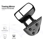 Set of 2 Manual Towing Mirrors for Chevy GMC Silverado Sierra (2008–2013)