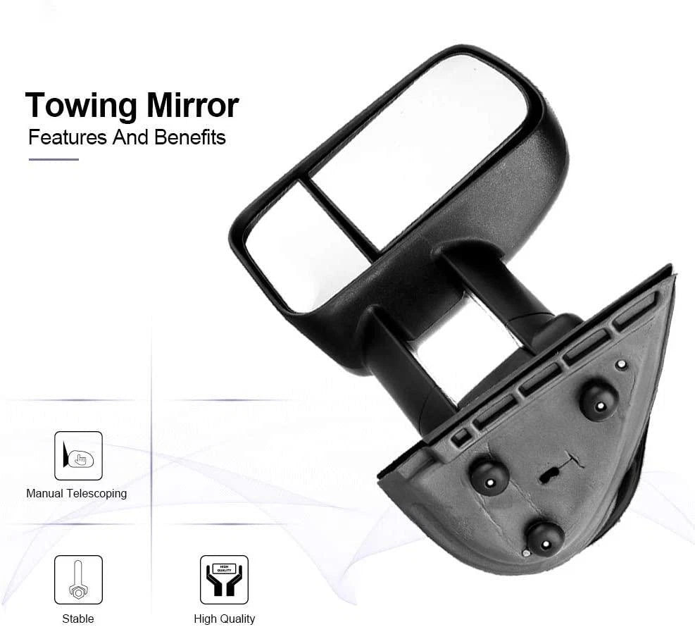Set of 2 Manual Towing Mirrors for Chevy GMC Silverado Sierra (2008–2013)