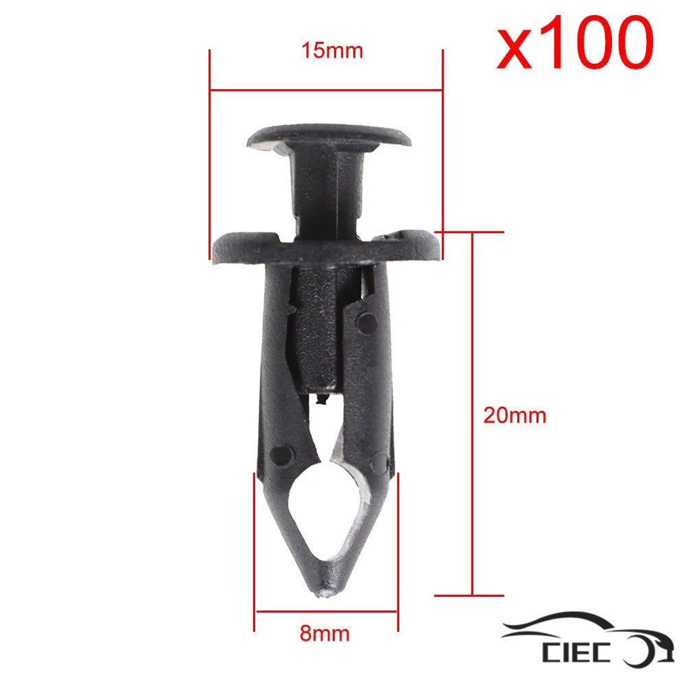 Set of 100 Plastic Rivets for Car Auto Fender (Universal)