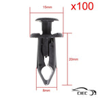Set of 100 Plastic Rivets for Car Auto Fender (Universal)