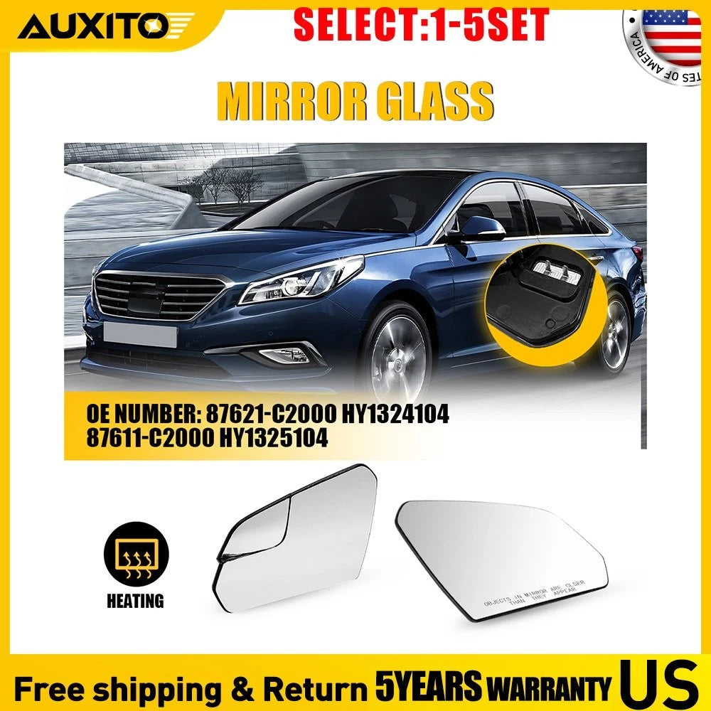 Set of 2 Heated Mirror Glass Assembly for Hyundai Sonata (2015–2019)