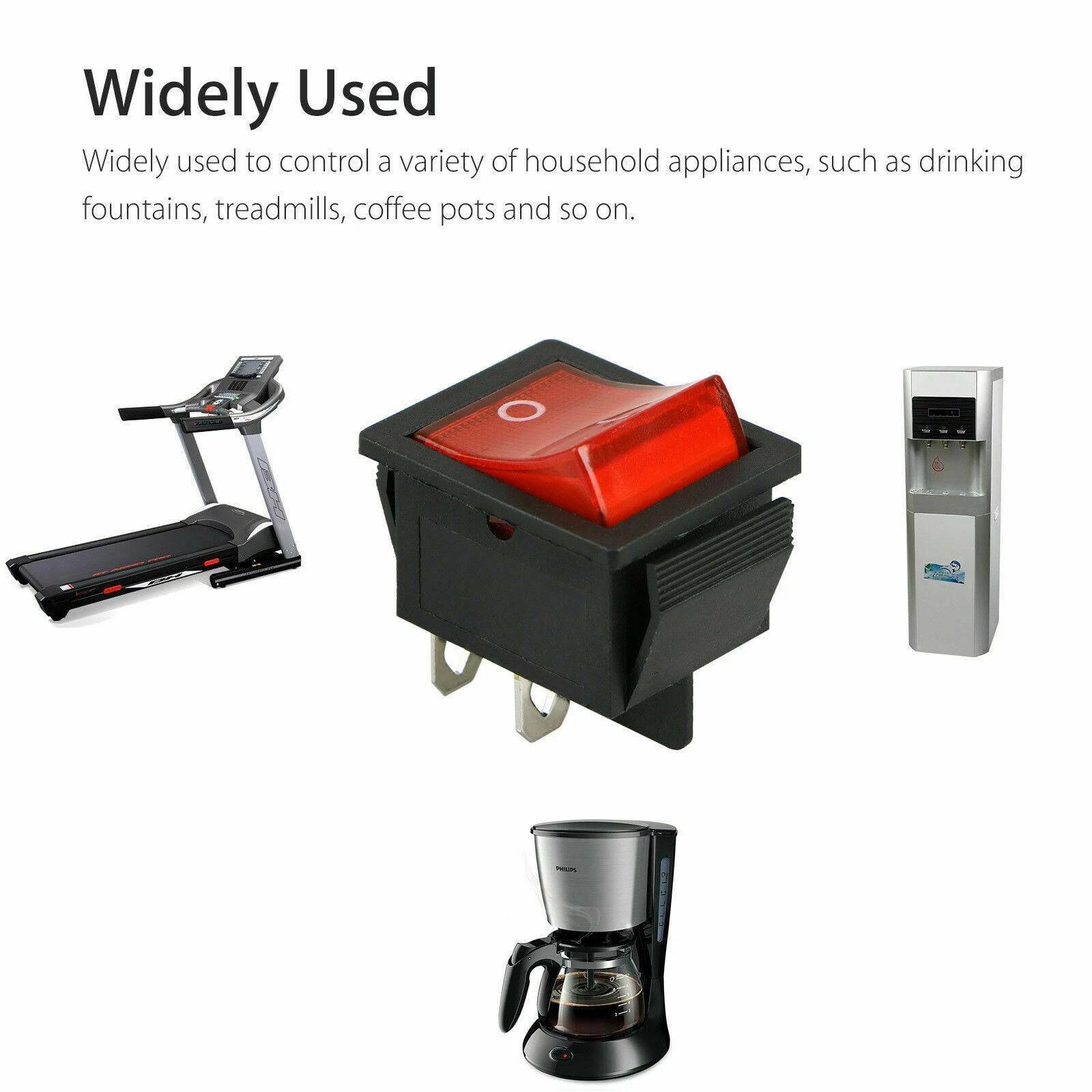 2X Red Rocker Switch DPST ON/OFF 16 Amp 250V for Automotive Applications