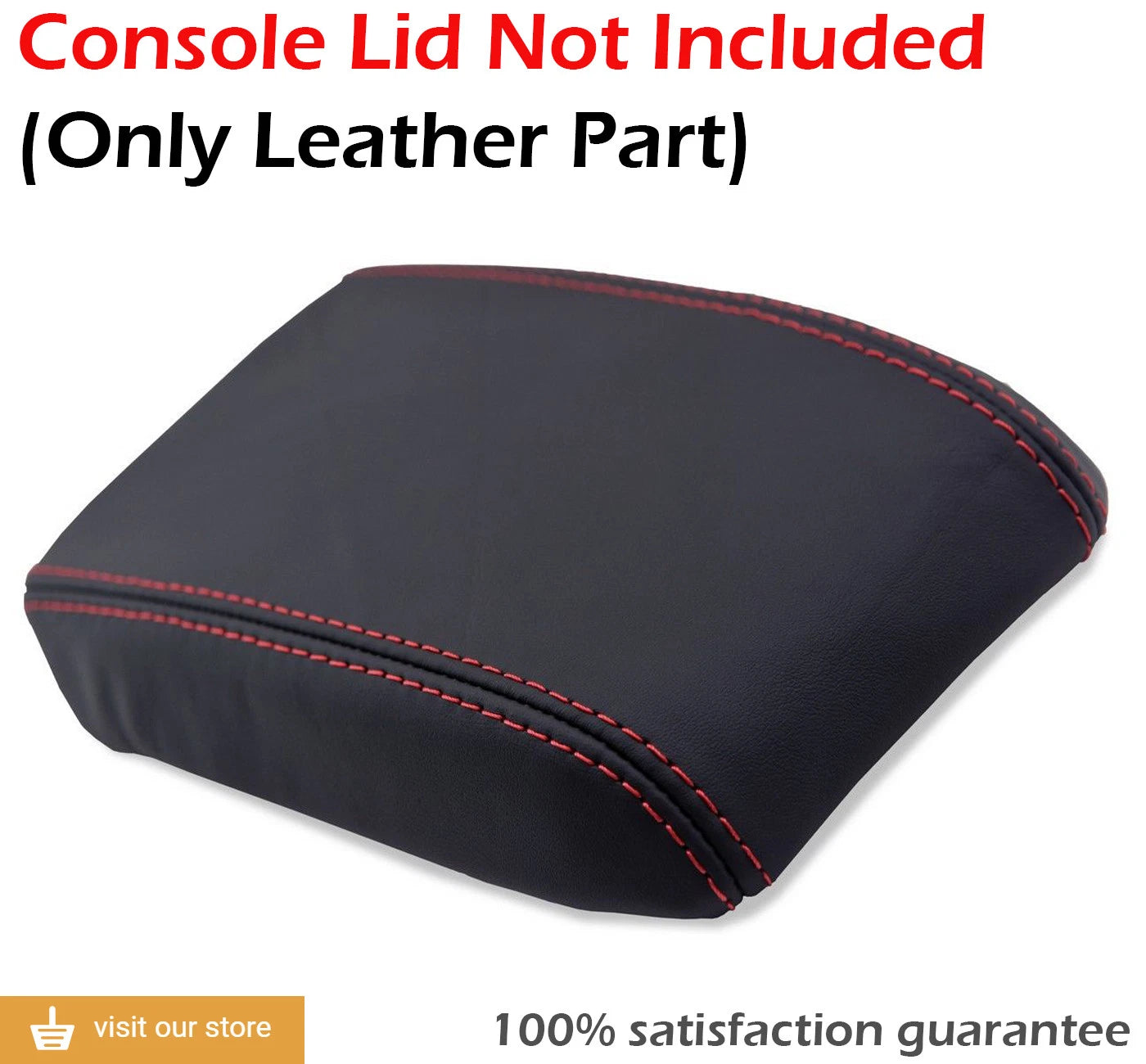 Leather Center Console Armrest Cover for Nissan 240SX S13 (1989–1993) Red Stitch