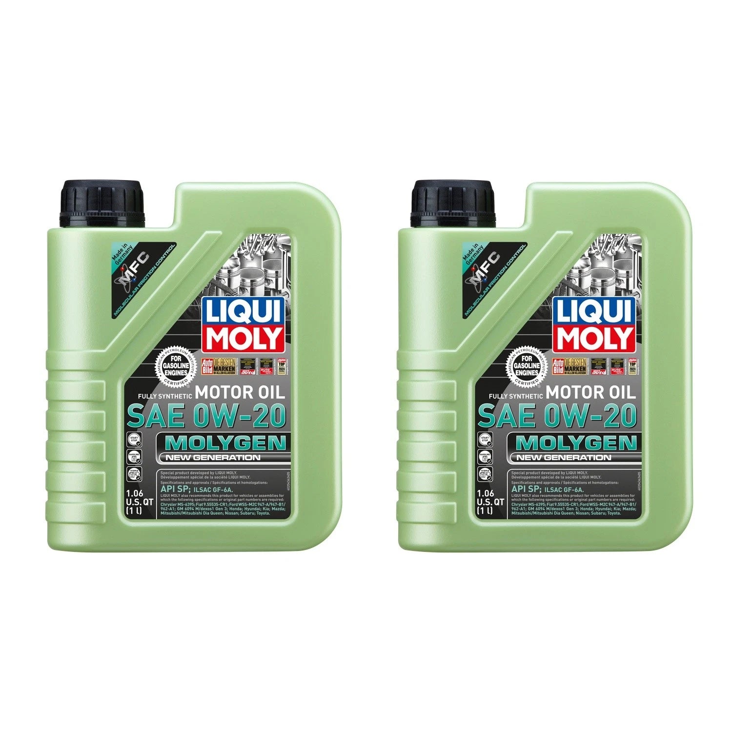 2X 1L Liqui Moly Molygen 0W-20 Engine Motor Oil for