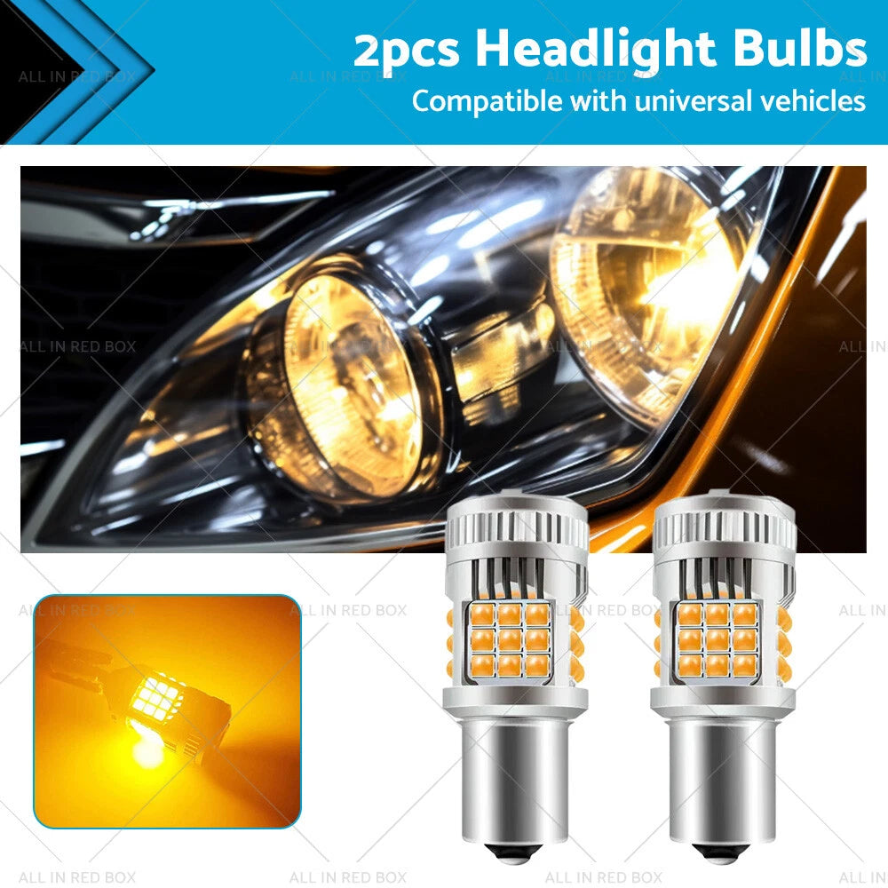 2X BA15S 1156 P21W LED Turn Signal Bulb for Universal (No Hyper Flash)