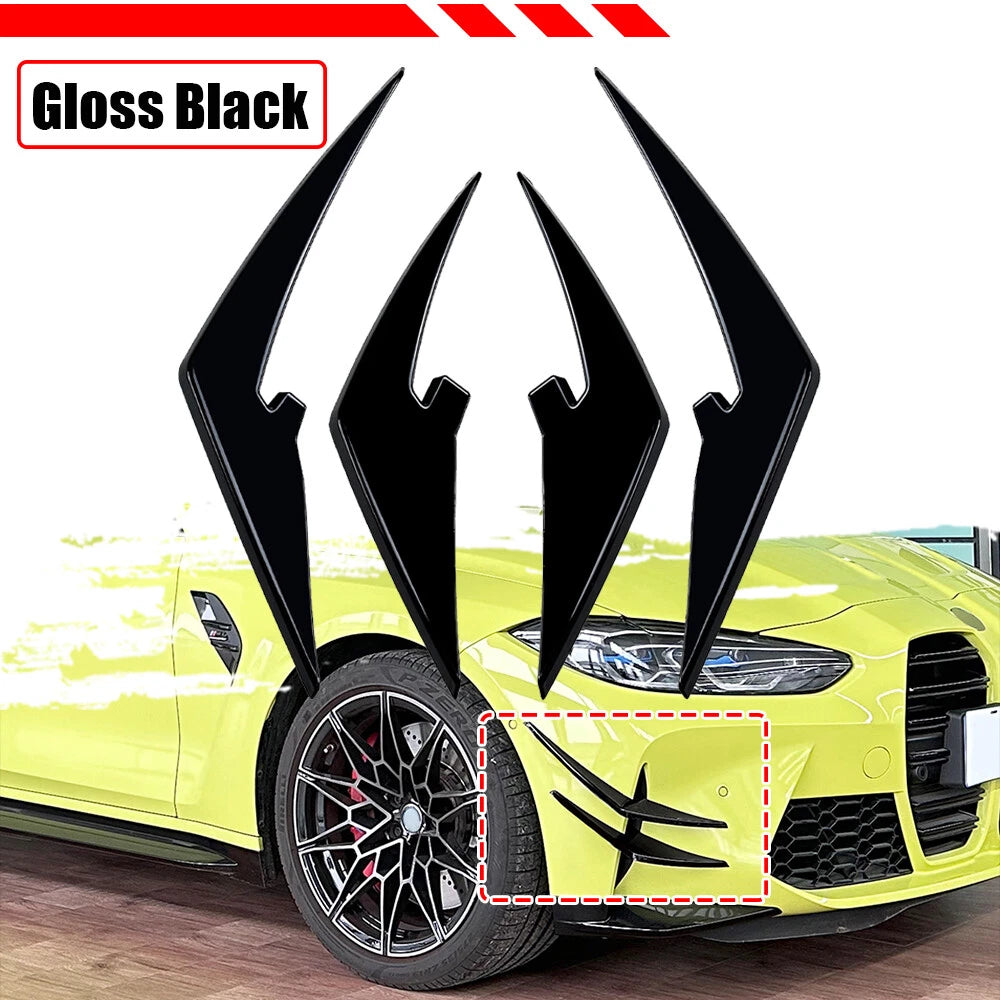 Gloss Black Front Bumper Fins Canard Splitter for BMW M3 M4 G80 G81 G82 G83 (2021–Present)