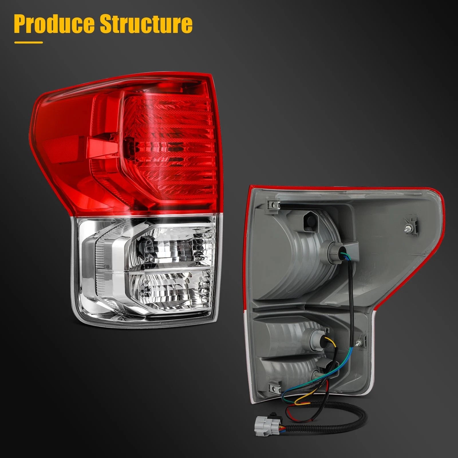 2X Rear Red Chrome Tail Lights Assembly for Toyota Tundra (2007–2013)