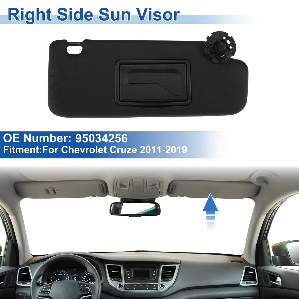 Right Side Sun Visor for Chevrolet Cruze (2011–2019) Replace No. 95034256 Black