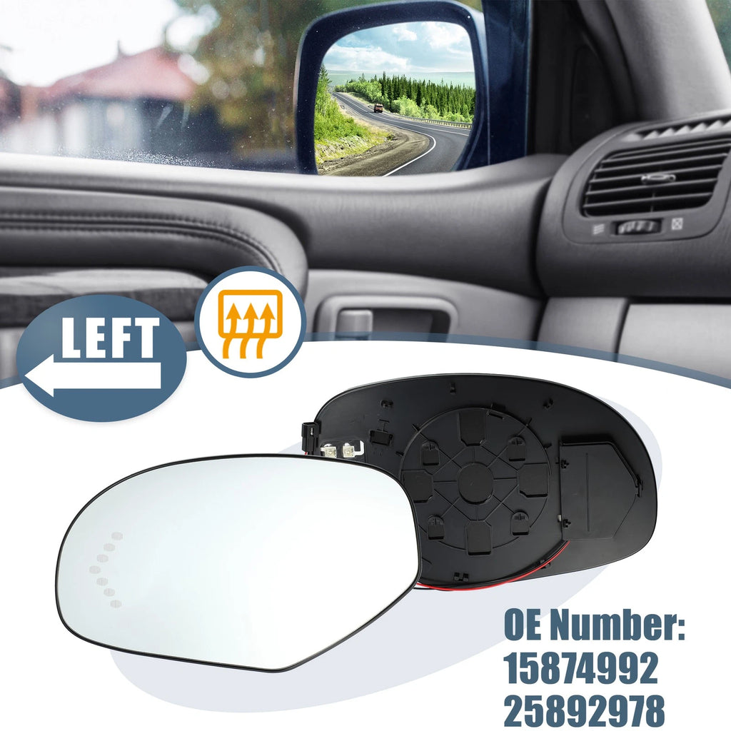 Driver Left Side Heated Mirror Glass for Chevy Silverado Avalanche Suburban (2007–2014)