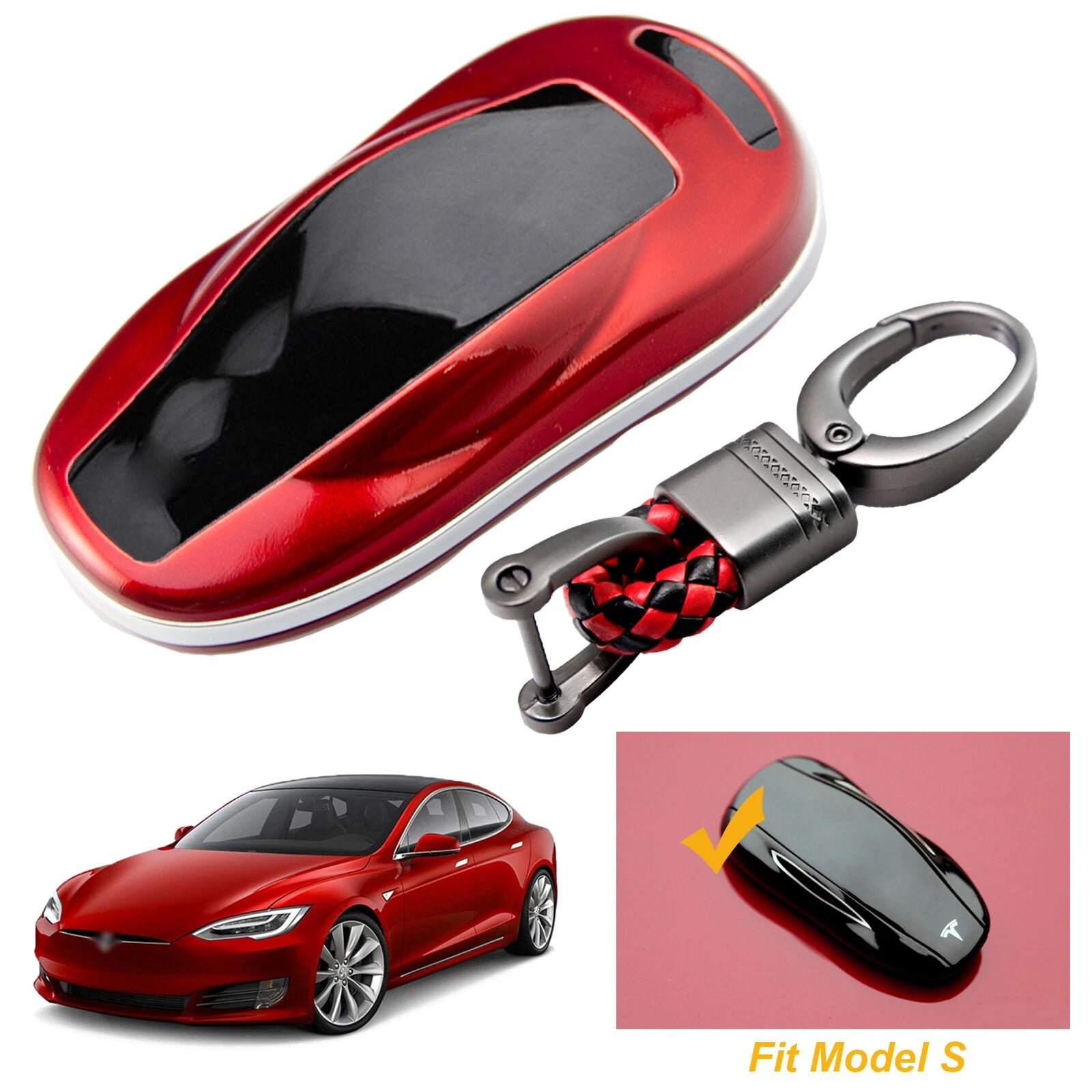 Smart Key Fob Hot Red Case for Tesla Model S (2012–2019)