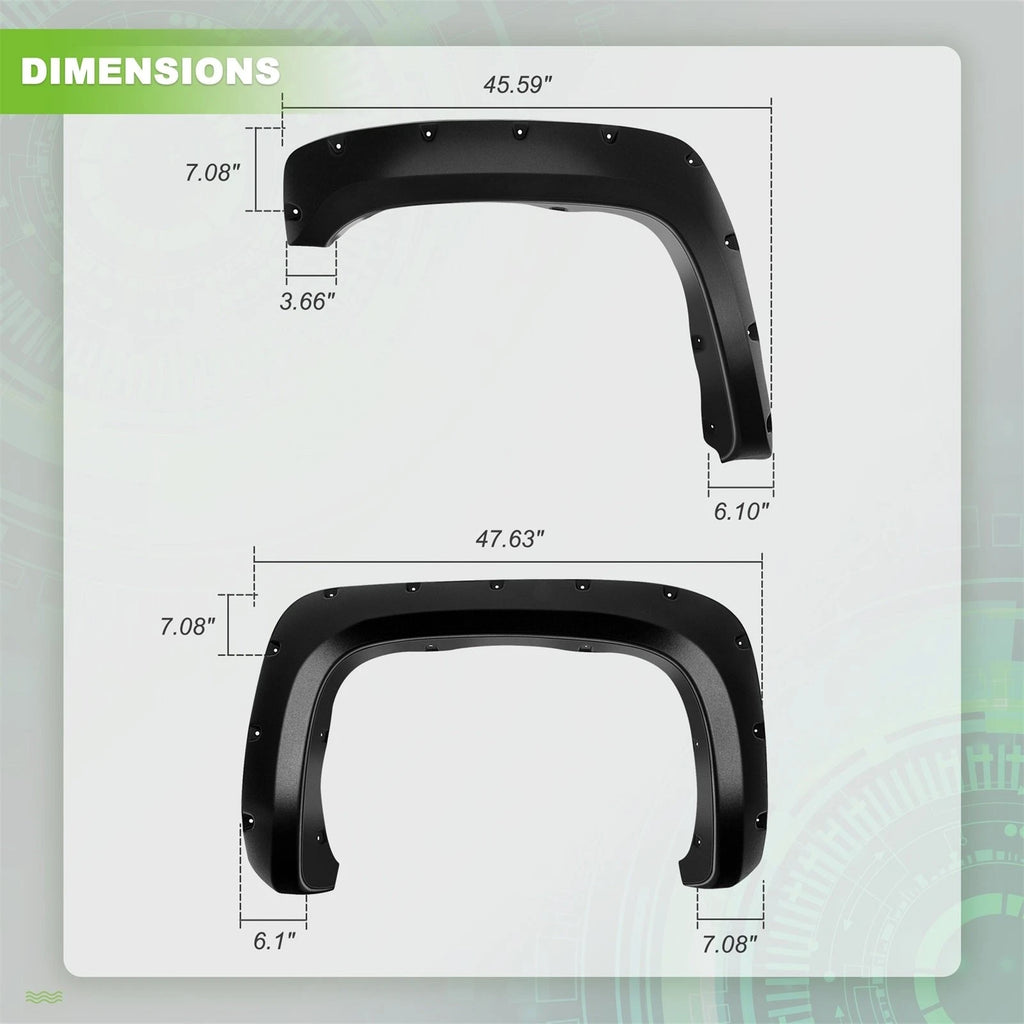 Set of 4 Pocket Style Fender Flares for Chevy Silverado 1500 (2007–2013)