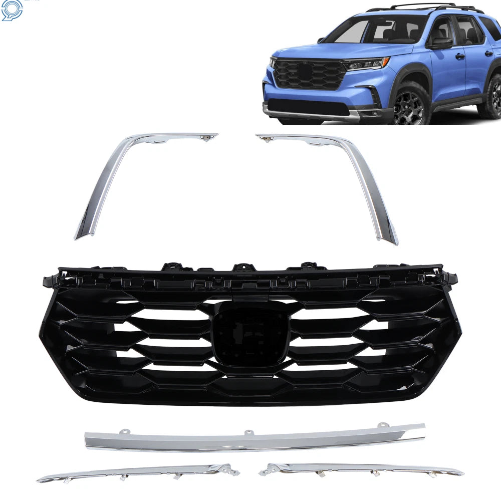 Front Bumper Grille with Chrome Trim for Honda Pilot (2023–2025)