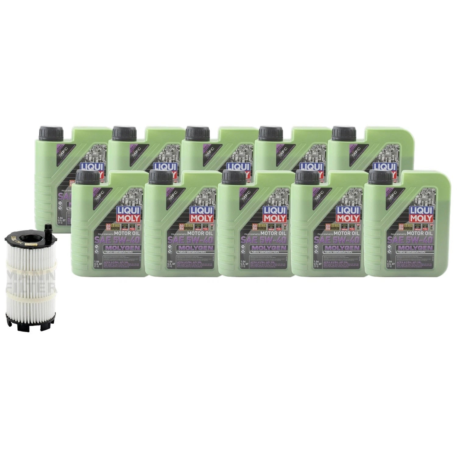10L Liqui Moly Molygen 5W40 Engine Oil Change Kit for RS4 RS5 S6 S8 (2013–2023)
