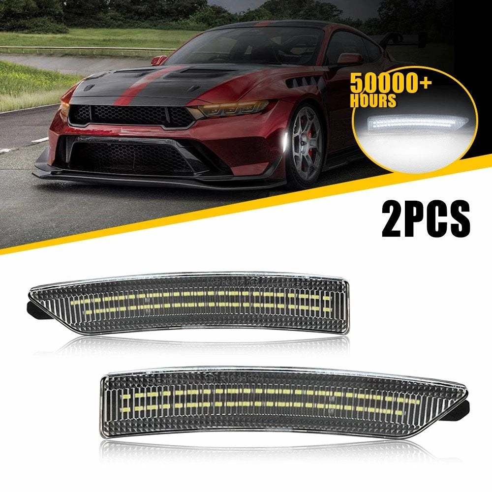 Clear Amber LED Front Fender Side Marker Lights for Ford Mustang GT (2024–2025)