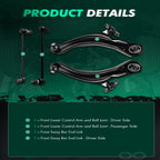 Set of 4 Suspension Kit Control Arms Sway Bar Links for Nissan Rogue (2008–2013)