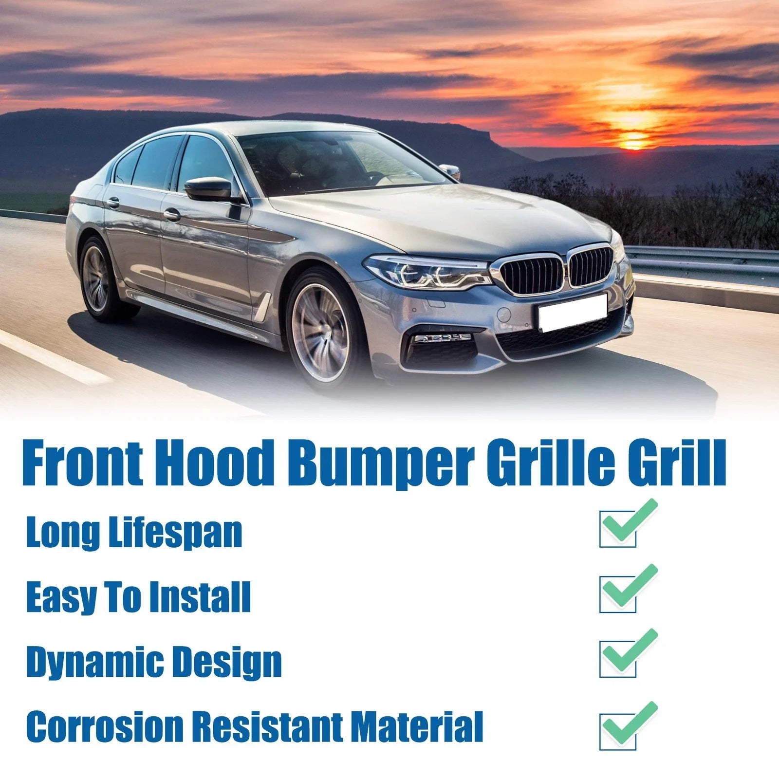 Front Hood Bumper Grille Double Slat for BMW 530i xDrive 540i M5 G30