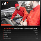 2Pcs AC Condenser & Cooling Fan Assembly for Jeep Cherokee