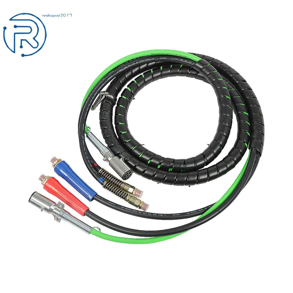 Set of 3 7-Way ABS Electrical Cables & Rubber Air Line for Semi Truck