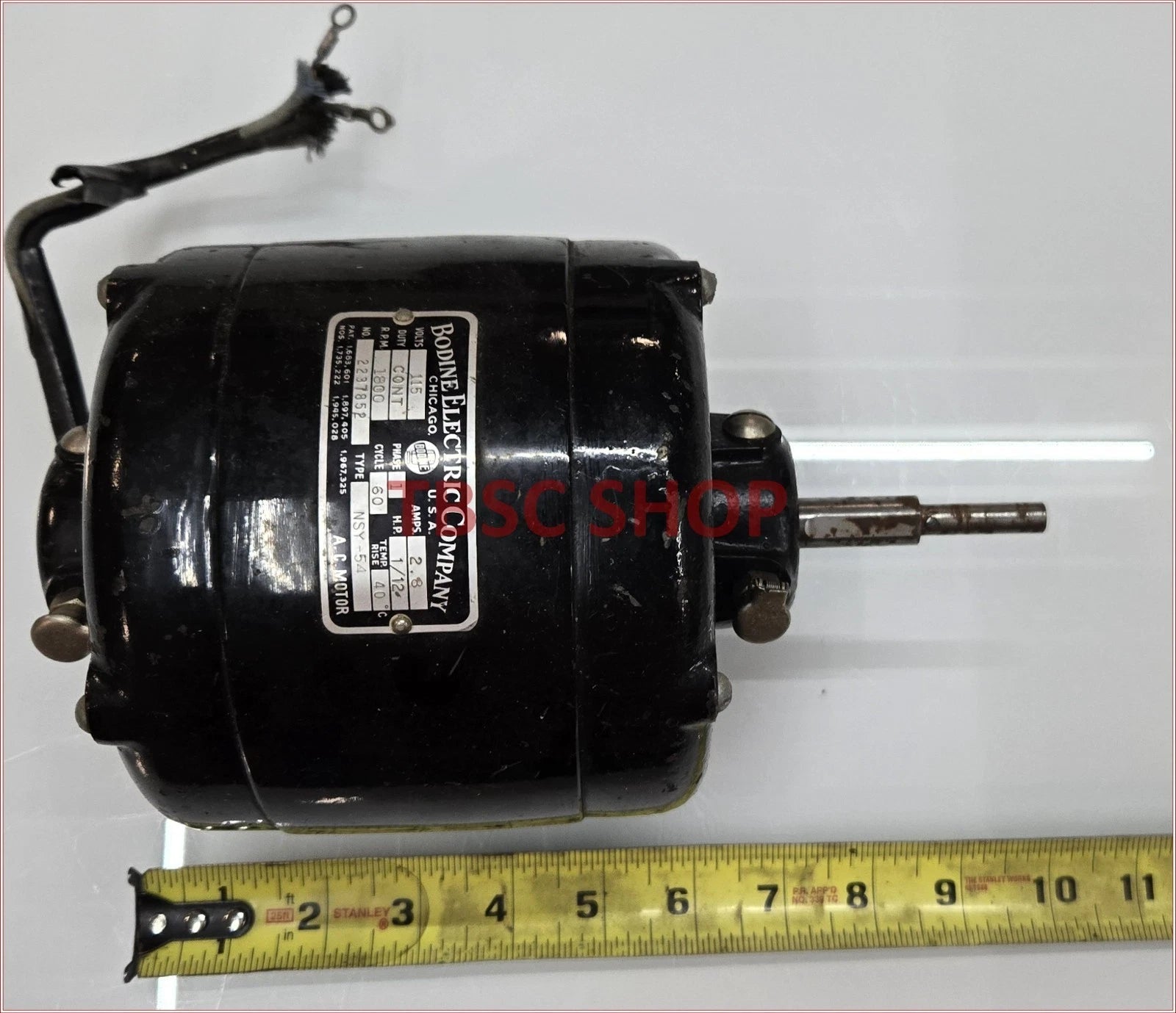 Bodine NSY-54 Motor 115V 2.8A 1800 RPM 1/12 HP for Electric Applications