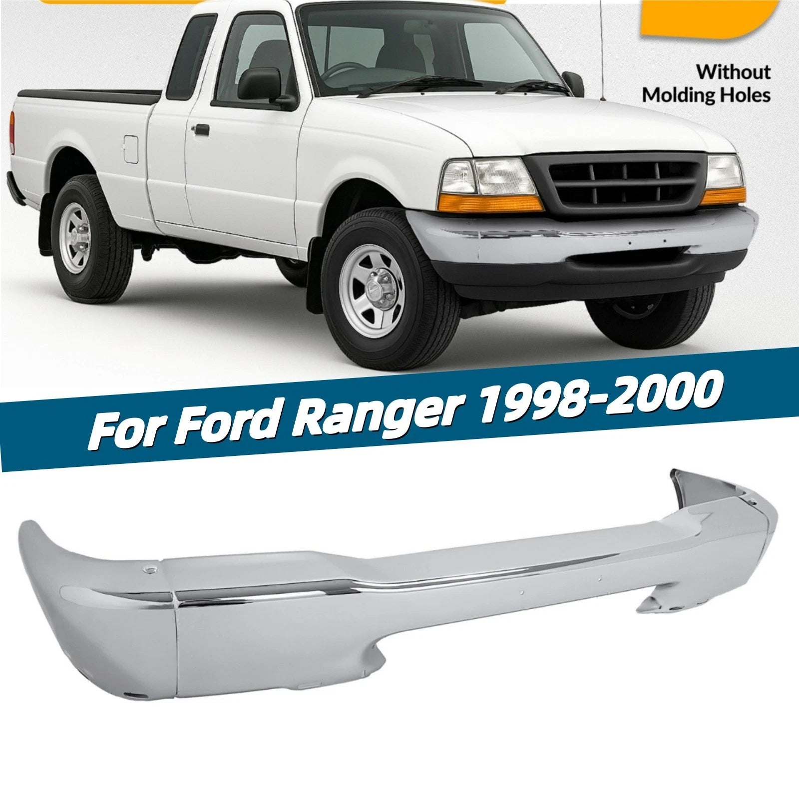 Front Bumper Face Bar for Ford Ranger (1998–2000) Chrome Steel