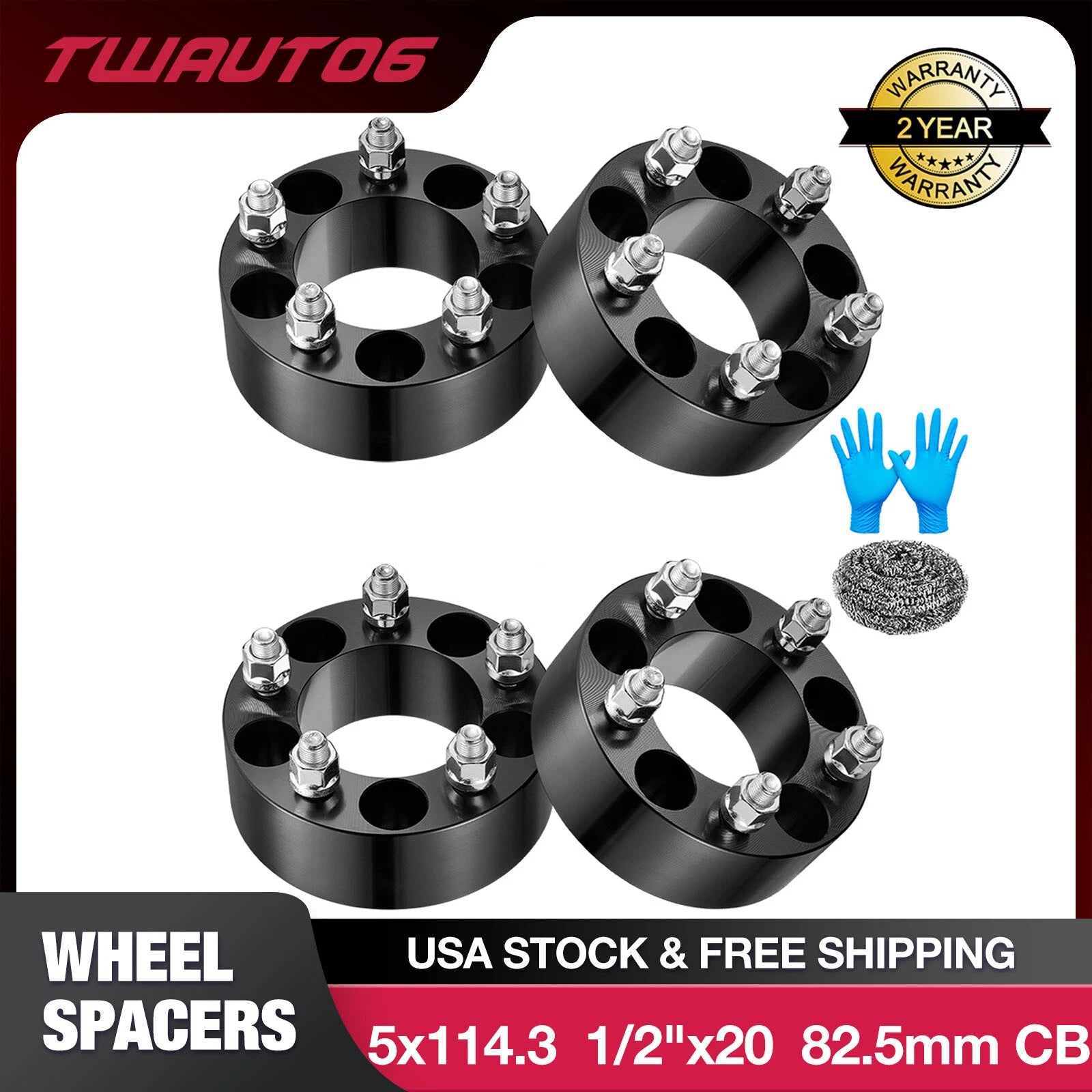 4Pcs 2" Wheel Spacers for Ford Mustang (2015–2024) 5x4.5 1/2x20