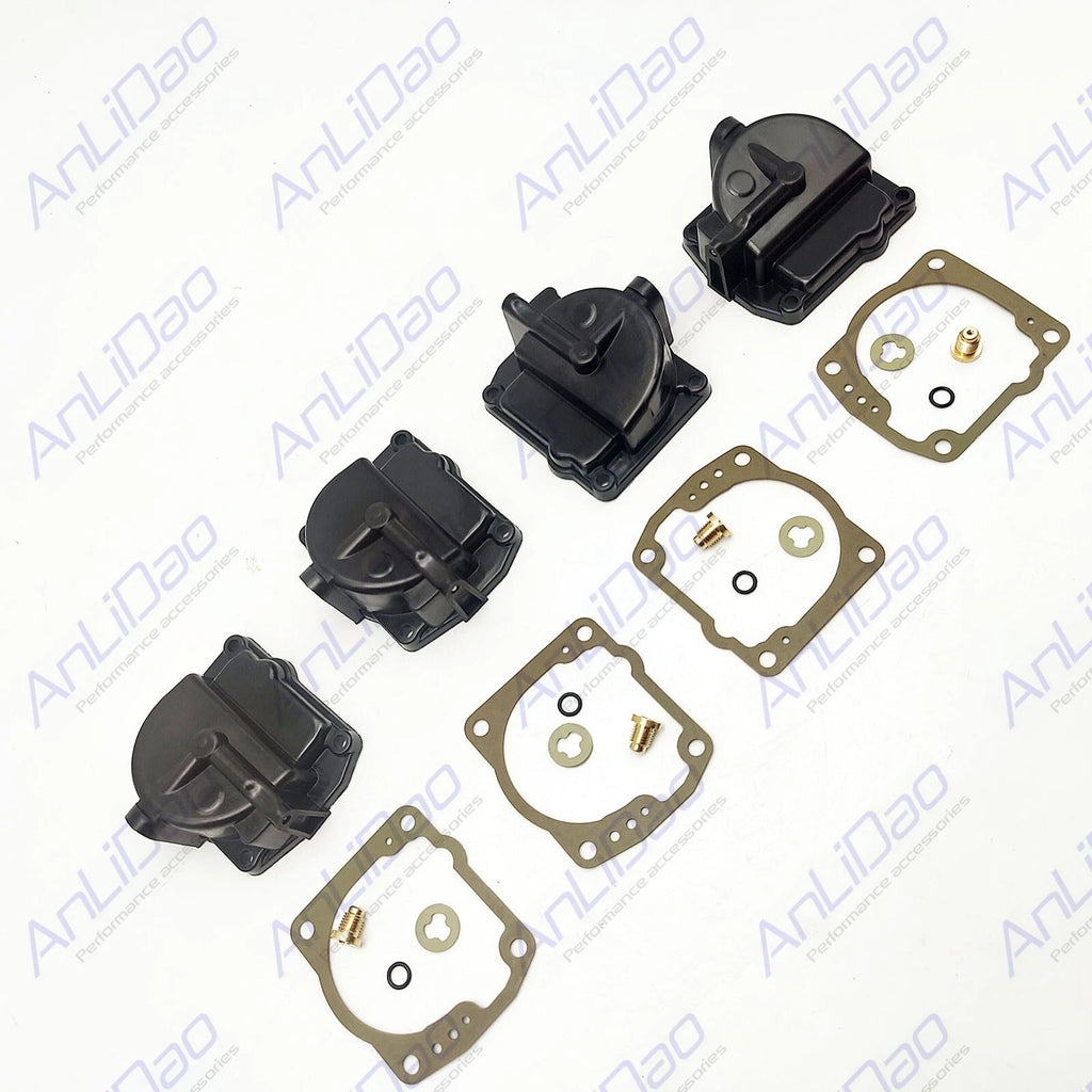 Set of 4 Carburetor Float Bowl Chambers with Gaskets for Johnson Evinrude (0433000, 766418)
