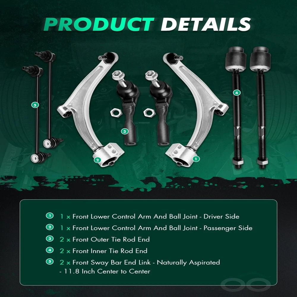 Set of 8 Front Tie Rods Sway Bar Links Control Arms for Chevy Malibu/Saturn (2004–2012)