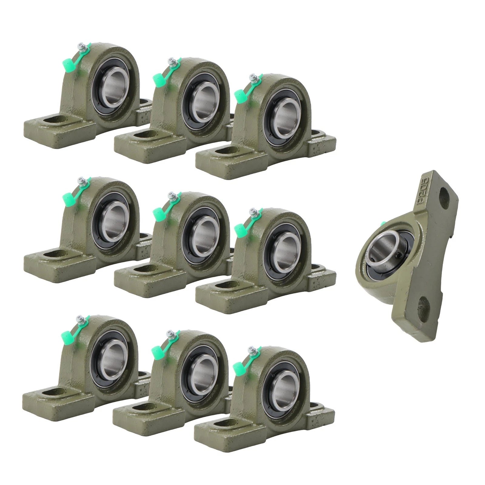 Set of 10 UCP205-16 Pillow Block Bearings for 1" Bore 2-Bolt Solid Base