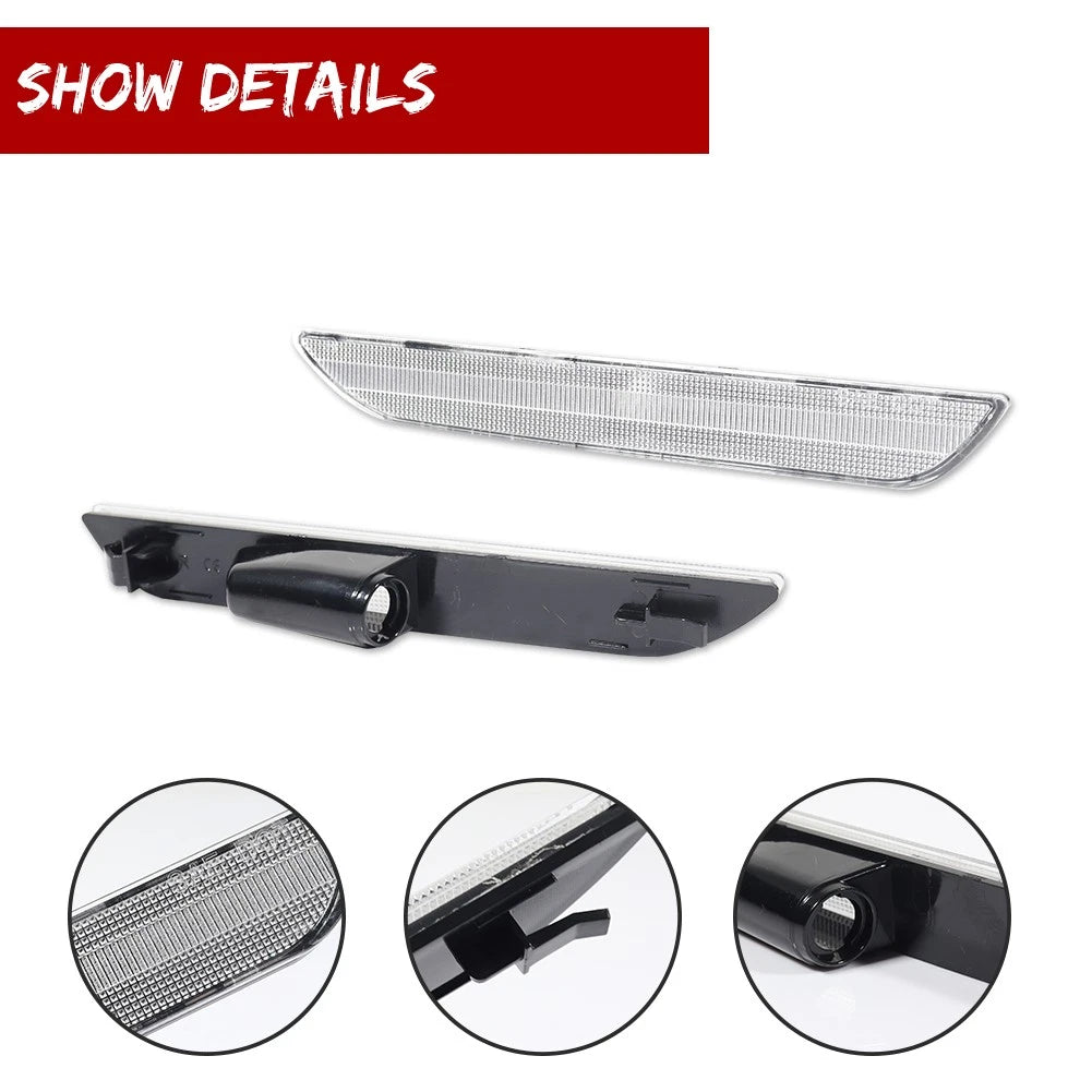 2X Clear Lens Rear Side Marker Lights for Ford Mustang (2015–2023)