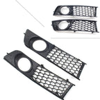 2X Front Bumper Fog Light Cover Honeycomb Grille for Audi A4 B6 (2001–2005)