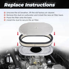 15" Oval Full Finned Air Cleaner for SBC BBC Chevy Ford (5-1/8 Carb Neck)