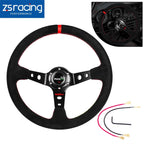 Universal Suede Leather Steering Wheel 345mm Deep Dish Sport Racing