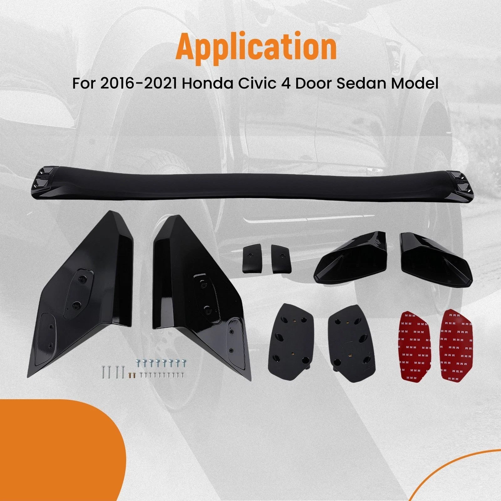Rear Trunk Lip Spoiler Wing for Honda Civic Sedan (2016–2021) R Style