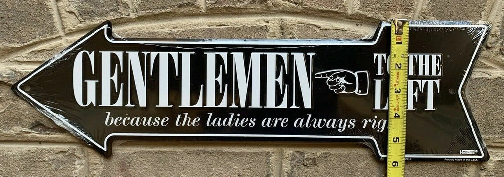 Metal Arrow Sign for Gentlemen (20" x 6")