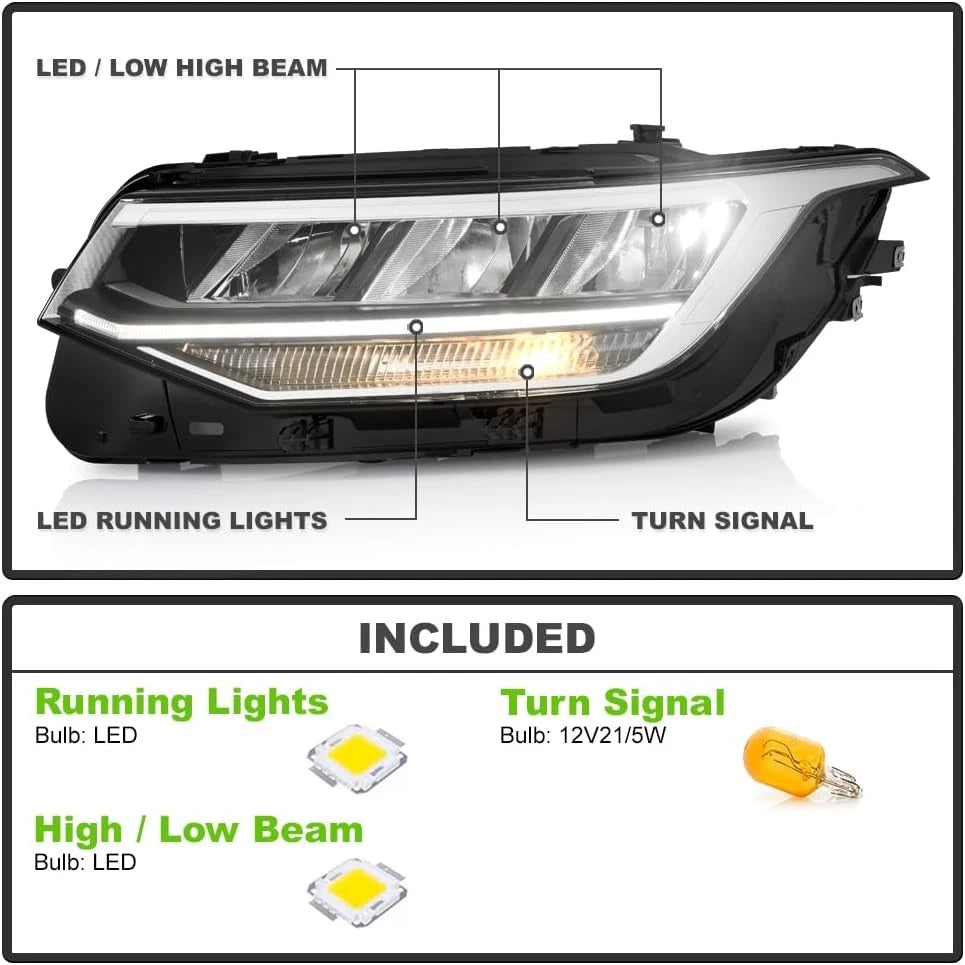 LED Headlight for Volkswagen Tiguan S/SE (2022–2024) W/O AFS Driver Side LH