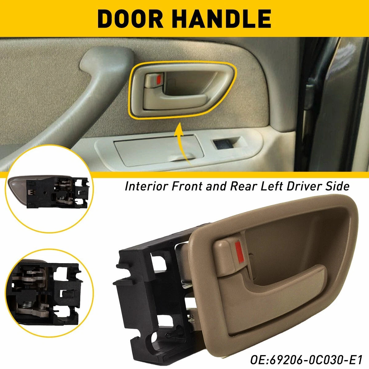 Inside Door Handle Trim for Toyota Sequoia (2001–2007) Beige Tan Left Driver