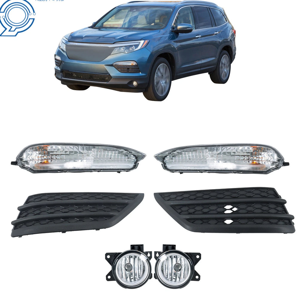 6X Bumper Fog Lights with Cover Bezel for Honda Pilot (2016–2018)