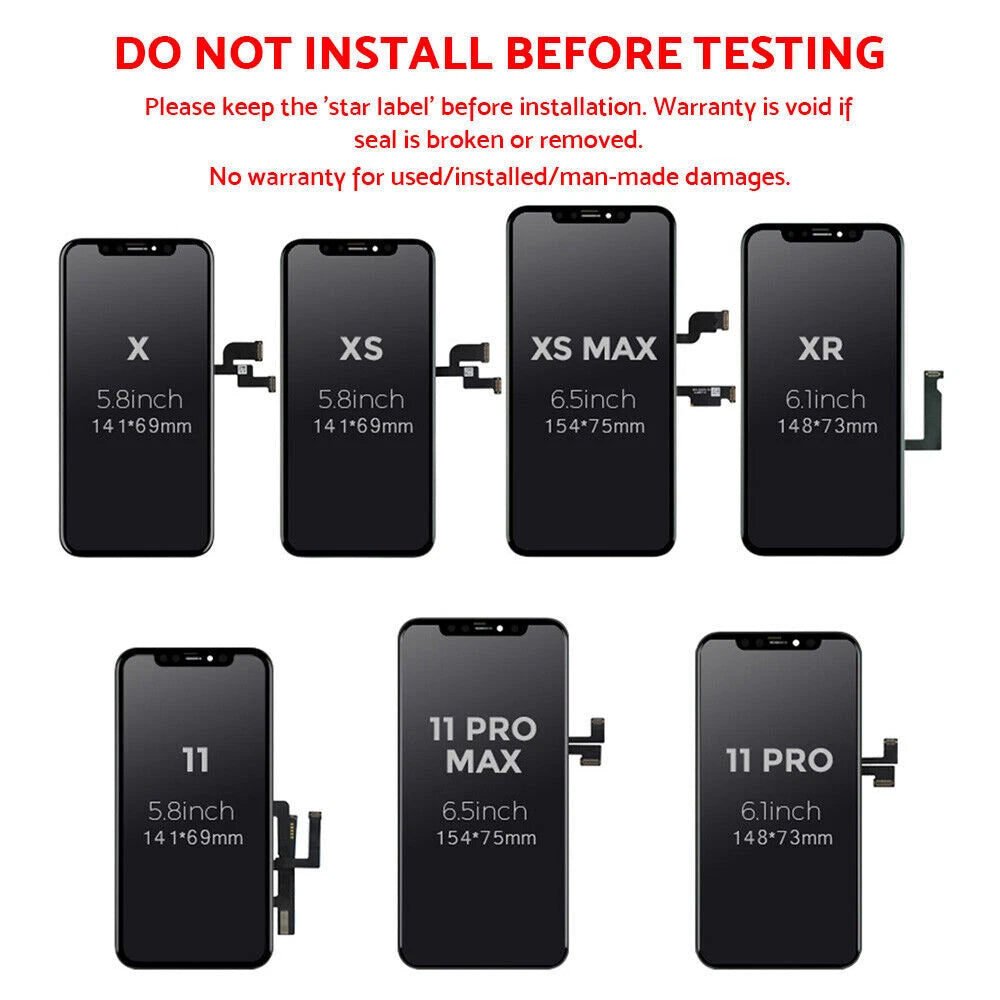 LCD Screen Touch Digitizer for iPhone X XR XS MAX 11 Pro (2017–2020)