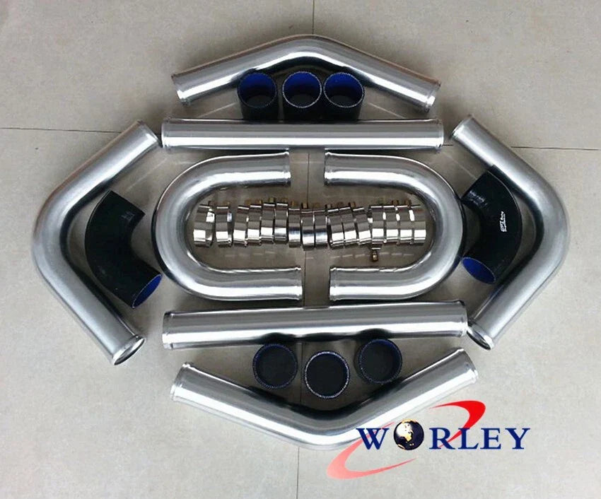 2 Inch Universal Intercooler Turbo Aluminum Piping & Black Silicone Hose