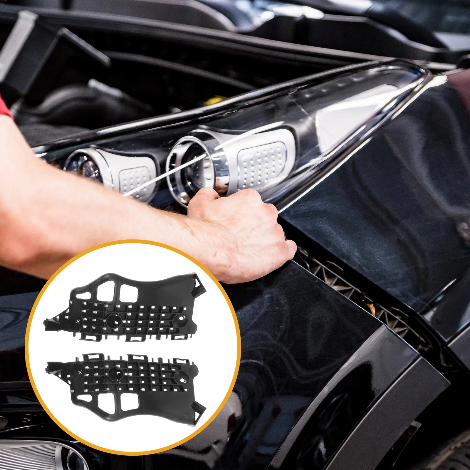 Set of 2 Front Bumper Support Brackets for Toyota C-HR (2018–2020) Black