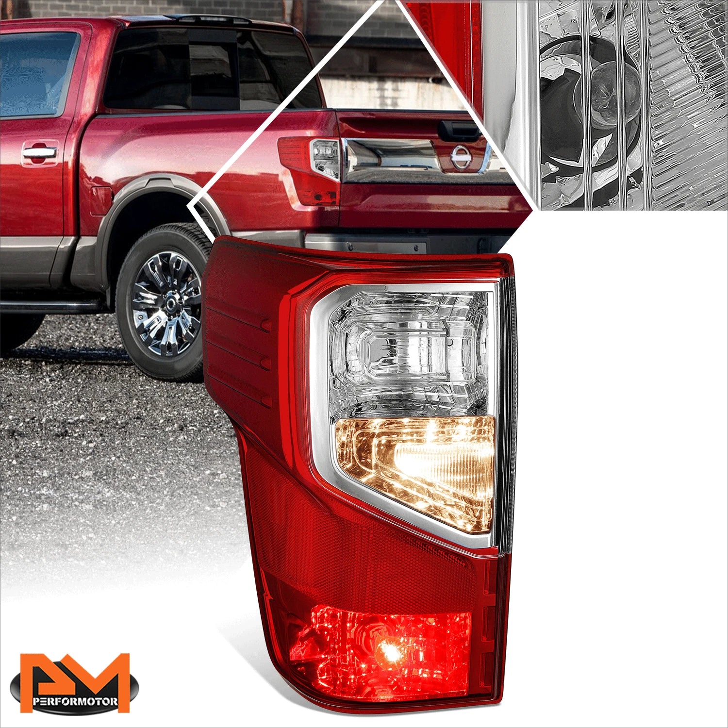 OE Style Left Side Chrome Tail Brake Light Stop Lamp for Nissan Titan XD (2016–2023)