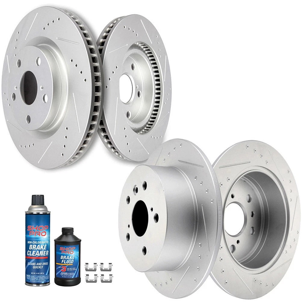 Front and Rear Drilled & Slotted Brake Rotors for Toyota Camry (2012–2017)