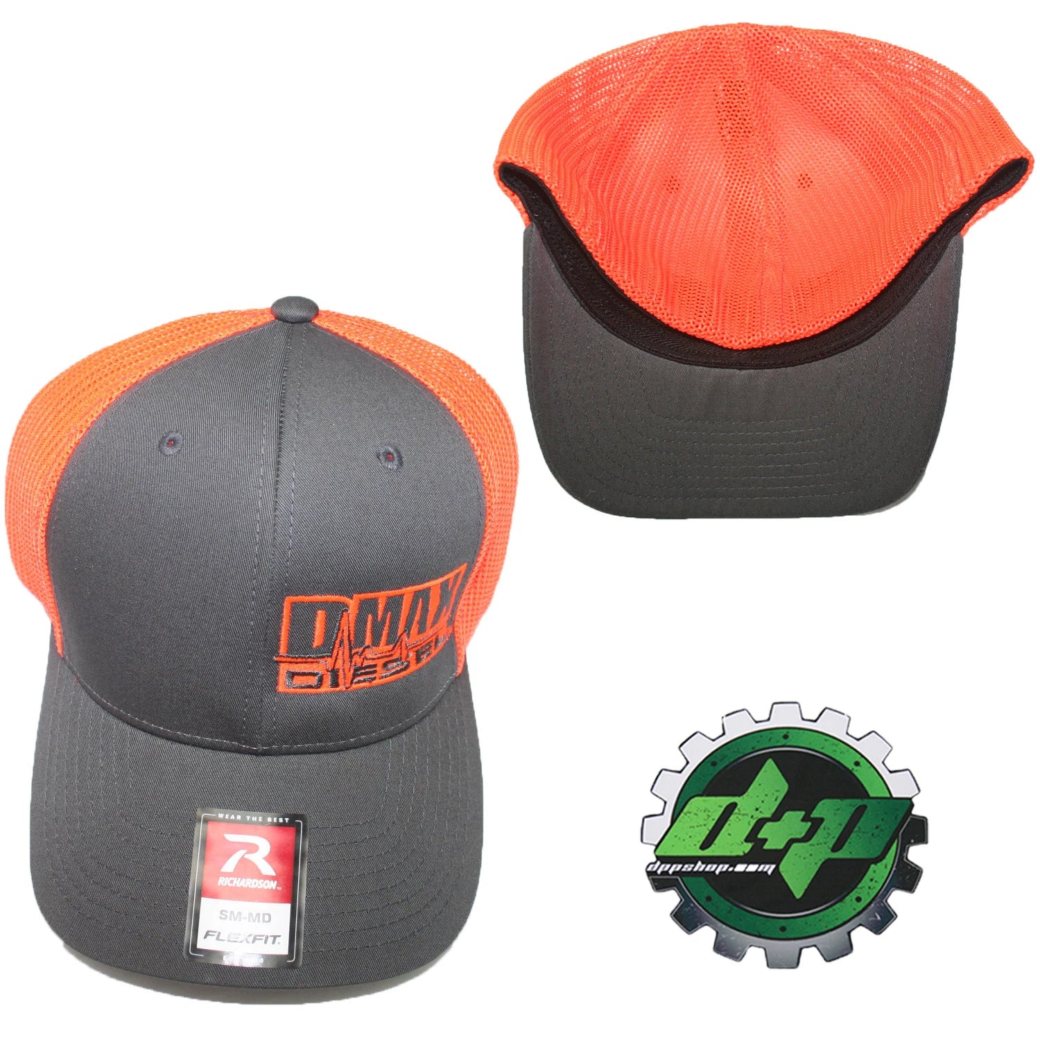 Duramax Diesel Hat for DMAX Truck (Flex Fit, Grey/Orange, S/M)