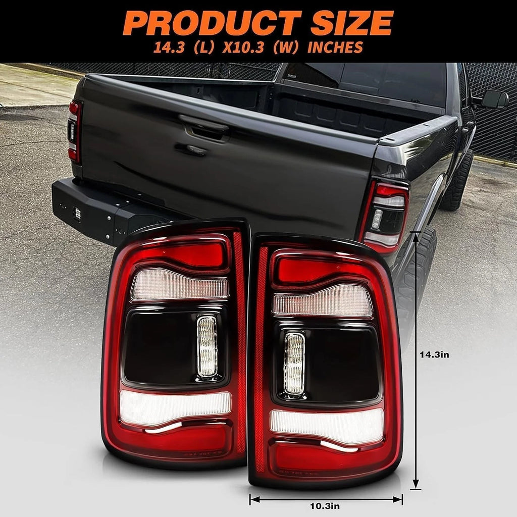 Pair of LED Tail Lights for Dodge RAM 2500 3500 (2019–2024) w/ Blind Spot