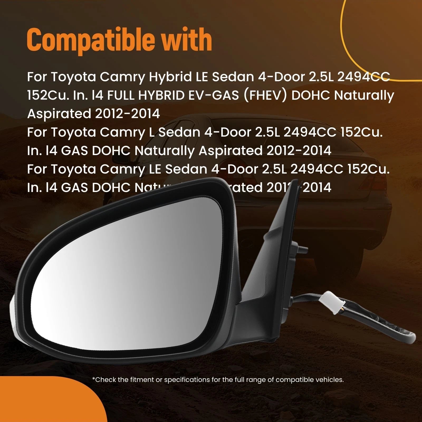 Left Rear View Mirror for Toyota Camry (2012–2014) 8790906401 Power Glass