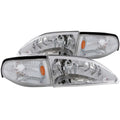 Chrome Clear Lens Crystal Headlight Set for 1994-1998 Ford Mustang