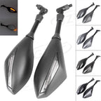 Pair LED Turn Signals Brake Light Handle Bar Rearview Mirrors Universal
